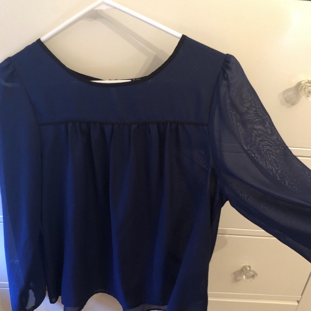 H&M navy blue chiffon top
